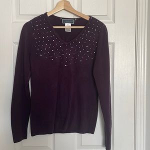 Karen Scott Petites sparkly purple V-neck sweater